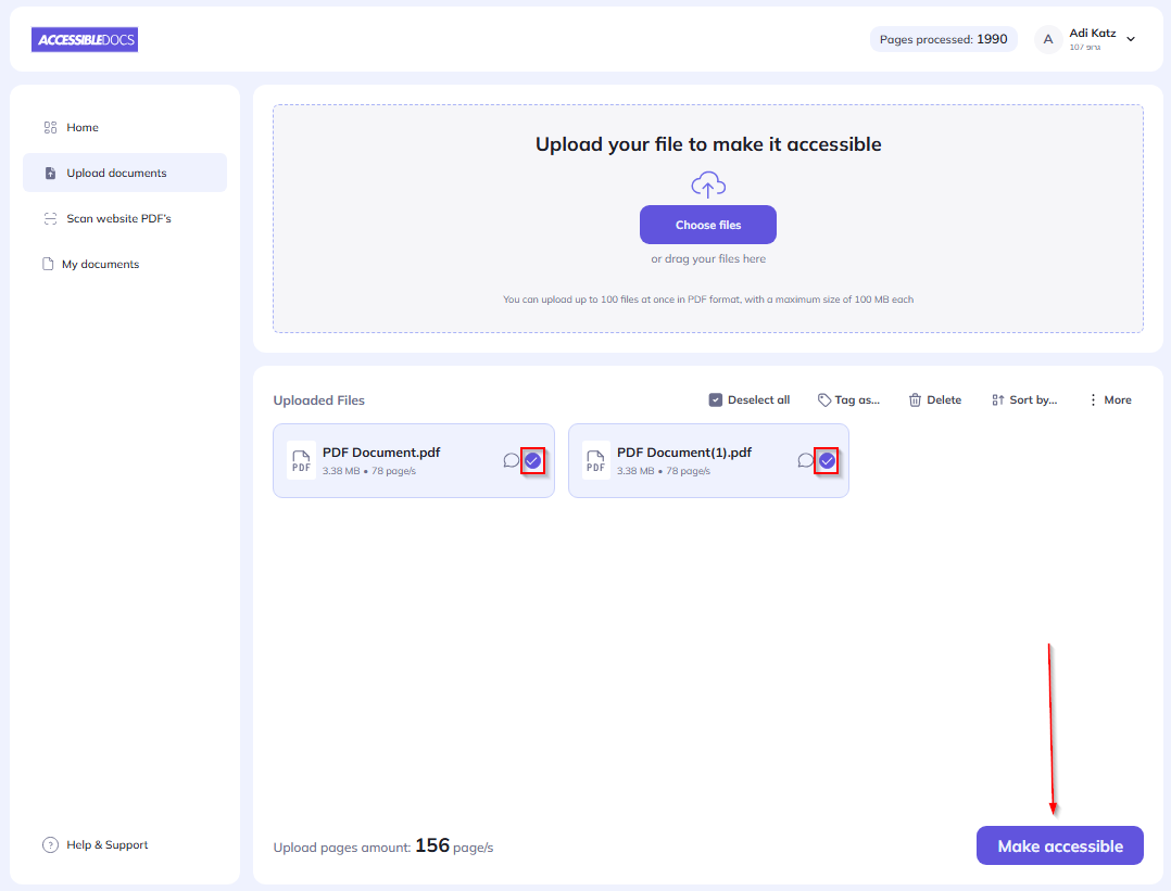selection screen and make accessible button