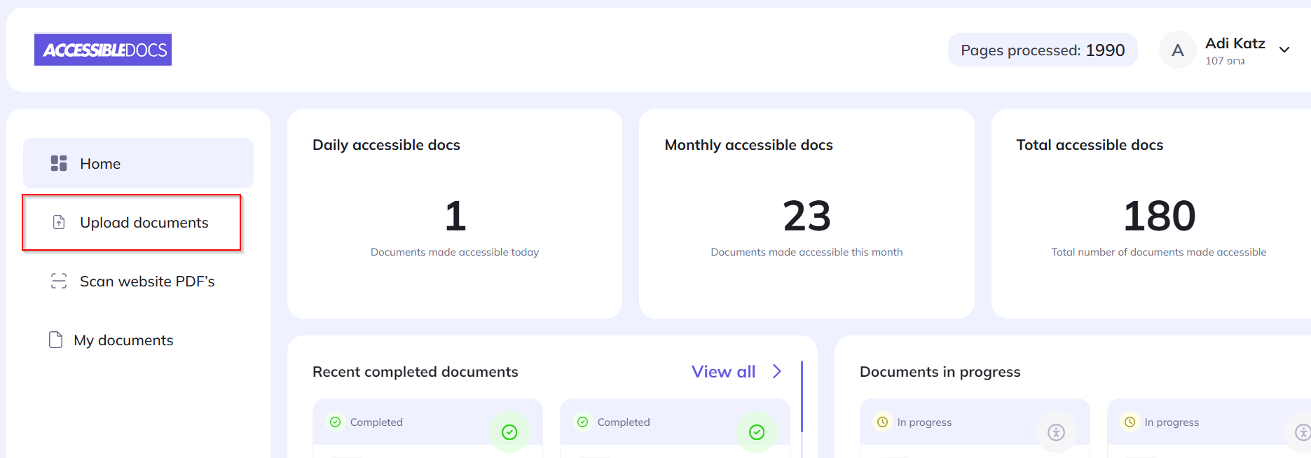 upload documents button