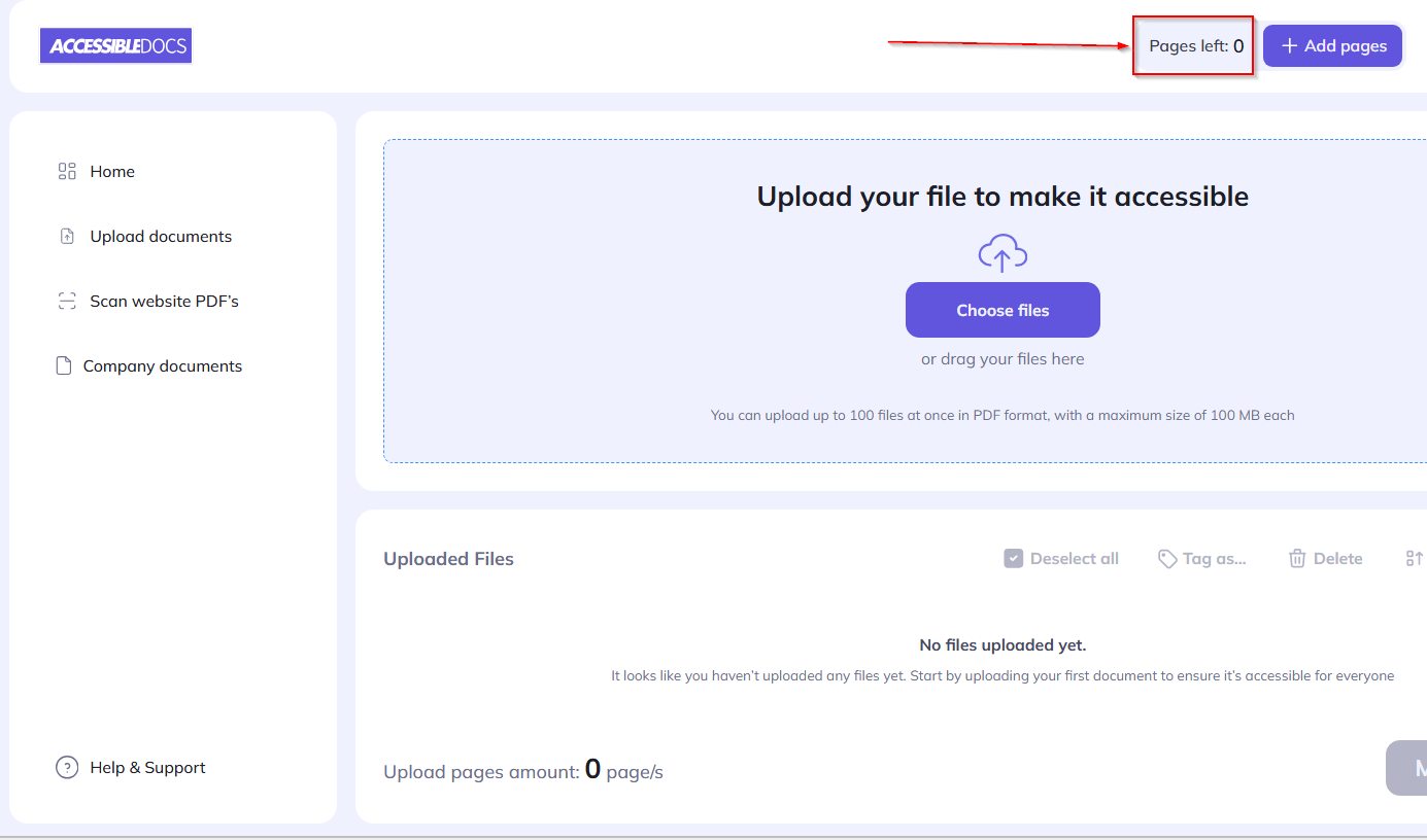 Pages left indicator
