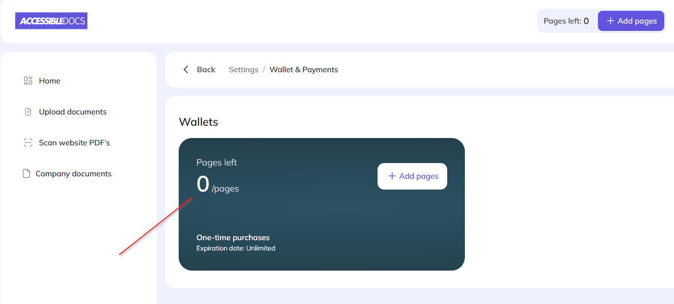 wallets and payments screen