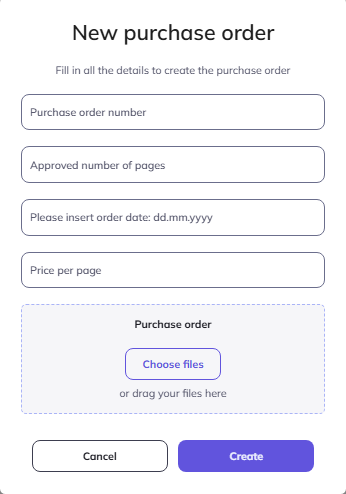 create purchase order window