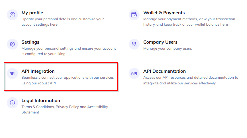 API integration button